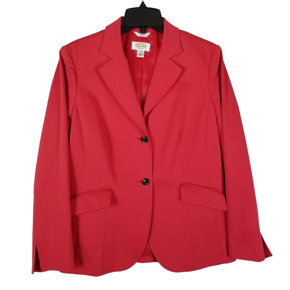 Talbots Blazer Women 12P Red Cotton Stretch Twoβ Button Professional Jacket